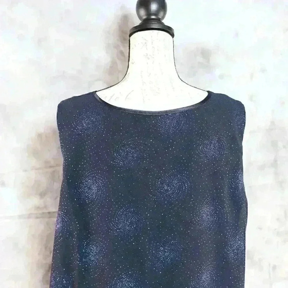 Women's Dana Kay Size 18W navy blue pinwheel/sparkle design camisole - Picture 7 of 11